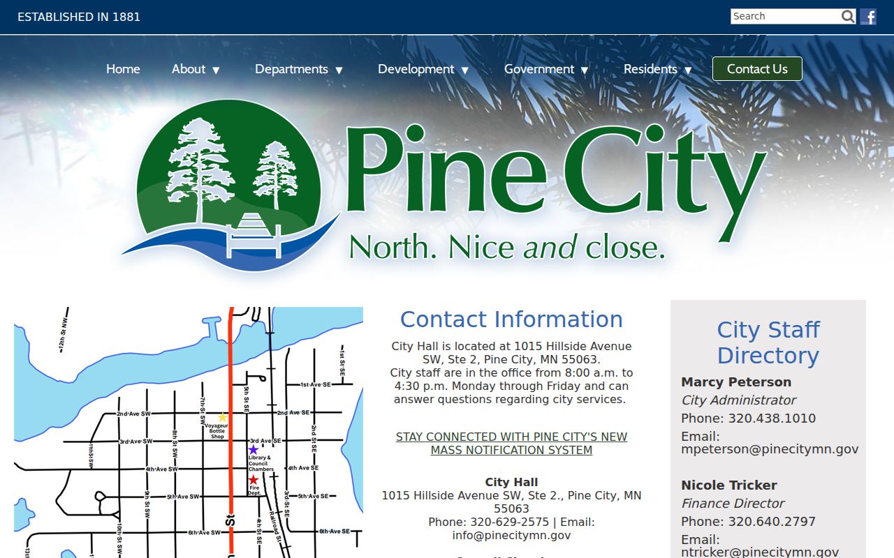 Pine City court docket City Hall contact route