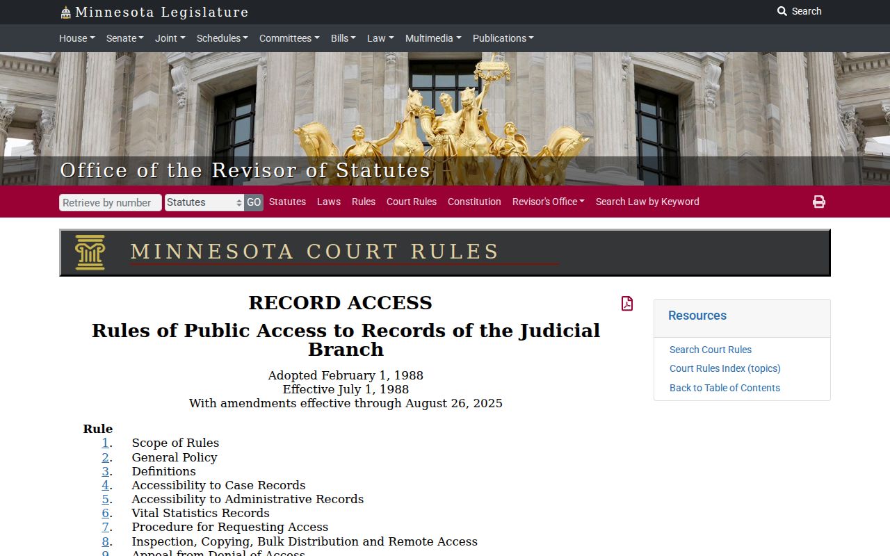 Pine County civil docket Minnesota court rules access
