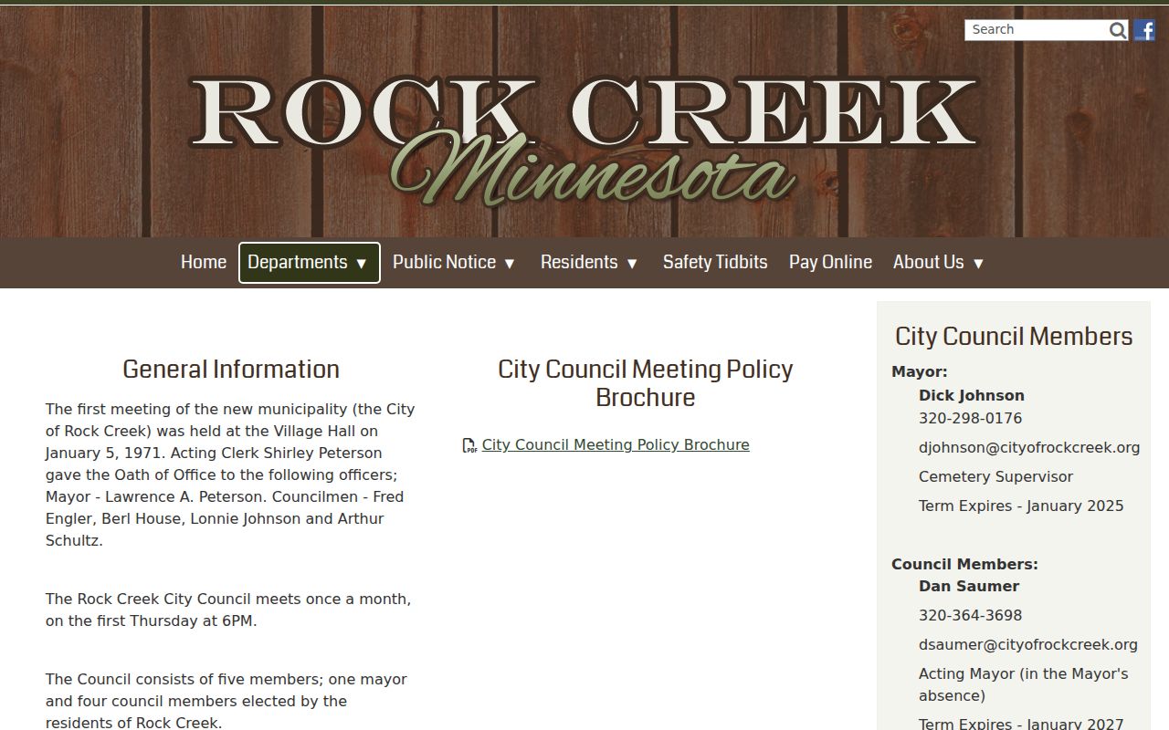 Rock Creek court docket city council history and meeting resource