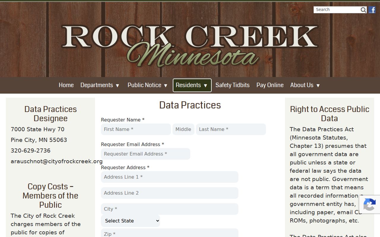 Rock Creek court docket city data request form resource